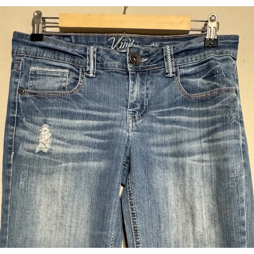 Vanity Jeans Women's *fits 28x32 Tall Blue Y2K Low Rise Flare Hippie Festival - Picture 2 of 14